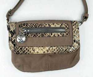 Brighton Smalll Convertible Crossbody Purse Wallet Nylon Tan Snake Brown - Picture 1 of 12