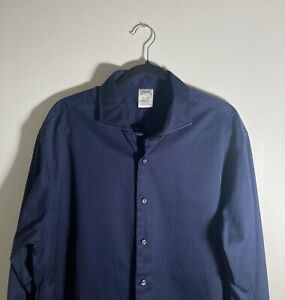 Brooks Brothers Shirt Heavy Weight Mens XL Blue Warm Cotton Long Sleeves Winter