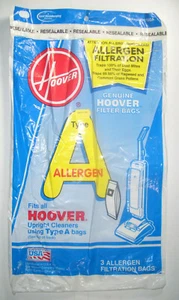  GENUINE HOOVER FILTER BAGS TYPE A 2 BAGS OPEN PACKAGE  - Picture 1 of 5