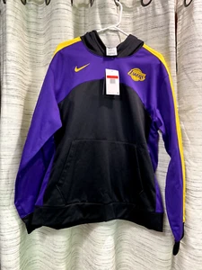 NUEVO CON ETIQUETAS Dri Fit NIKE NBA Auténticas LA LAKERS Negro Púrpura Suave Sudadera con Capucha Talla L Z2 - Imagen 1 de 5