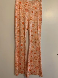 legging femme Shein taille M motif graphique floral orange années 60 années 70 botte bas - Photo 1/5
