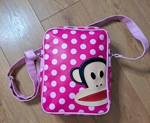 Paul frank polka dot pvc pink inner pockets zip up school college shoulder bag - Picture 1 of 8