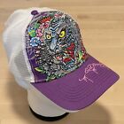 Ed Hardy snapback White Tiger Trucker Cap Hat Purple  Curved Bill Structured