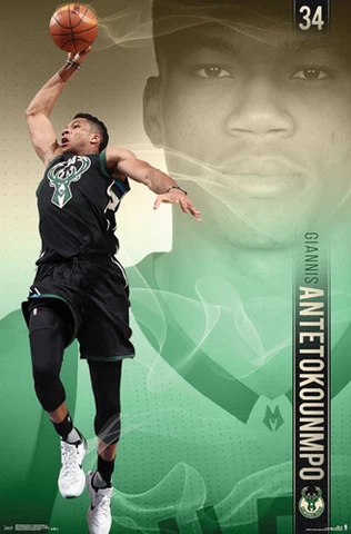 Giannis Antetokounmpo SUPERSTAR Milwaukee Bucks NBA Action 22x34 Wall POSTER Cover