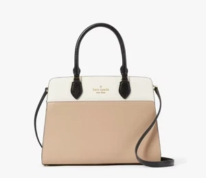 Kate Spade Womens Hazelnut Leather Zipper Madison Medium Satchel Handbag New - Picture 1 of 8