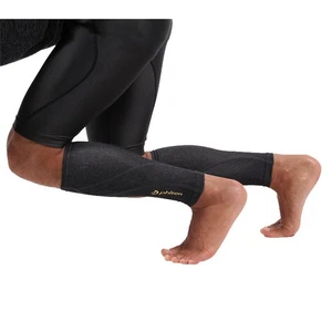 Phiten Titanium Heather Compression Calf Sleeves (Pair) - Black - Large - Picture 1 of 1