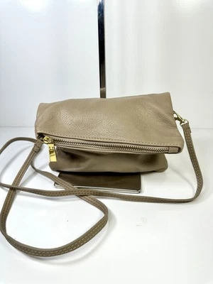 Vera Pelle Genuine Leather Crossbody Bag- Made in Italy  Beige Fold - Image 1 of 4