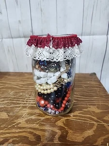 Mystery Jewelry And Beads Jar Colorful 2.8 Pounds - Picture 1 of 8