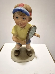 Vintage Enesco Tennis Player Figurine Boy w/ Racket 4.5” Taiwan ROC - Picture 1 of 8