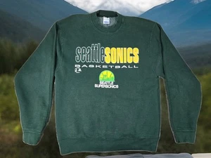 Sudadera De Colección Seattle Supersonics Para Hombres L Verde EE. UU. Salem Ropa Deportiva Desteñida - Imagen 1 de 15