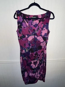 Ralph Lauren purple floral sleeveless a-line knee length dress size 10  - Picture 1 of 3
