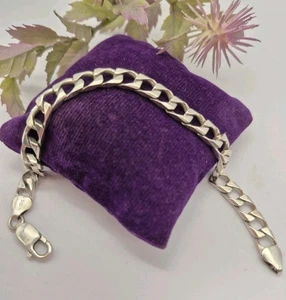 Flaches Panzerkettenarmband Sterlingsilber. Gepunzt. - Bild 1 von 8