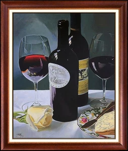 Thomas Stiltz Original Giclee On Canvas Cabernet Wine Stilton Large Signed Art - Picture 1 of 4