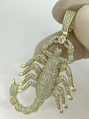 4Ct Round Cut Moissanite Scorpion Charm Pendant Real 10K Yellow Gold - Image 1 of 4
