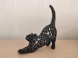 3D-gedruckte Katze Stretch Statuette | Abstrakte Katzenskulptur Hexen Wohndeko - Bild 1 von 7
