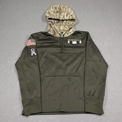Dallas Cowboys Hoodie Men Medium Camo Green Nike NFL Salute to Service USA Patch - Image 1 of 4
