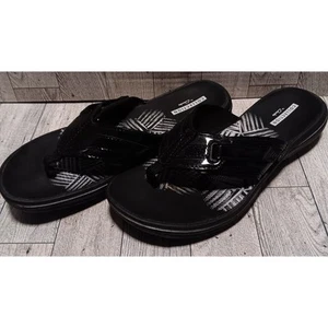 Clarks Collection WomensSiza 6M Breeze Sea Black Sandals Hook & Look Fastener - Picture 1 of 14