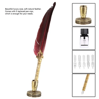 Weinrot Vintage Retro Feder Dip Pen Edelstahl Schreibfedern Kalligraphie - Bild 1 von 4