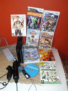 Nintendo Boxed Wii Black Console With 9 Games Bundle Sports + - Afbeelding 1 van 4