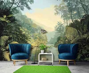 Papel pintado fotográfico pintura selva para sala de estar 123x86 pulgadas mural no tejido - Imagen 1 de 5