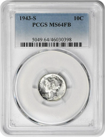 1943-S Mercury Silver Dime MS64FB PCGS Cover
