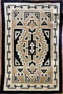 Large Wool Kilim Navajo Rug Southwestern Native American Gray Rug 4x7 ft Rug - Picture 1 of 2
