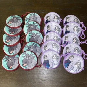 20 NEW Children's Disney Parks Frozen Round Zipped Coin Purse Clip Lot Gift Bags - Picture 1 of 3