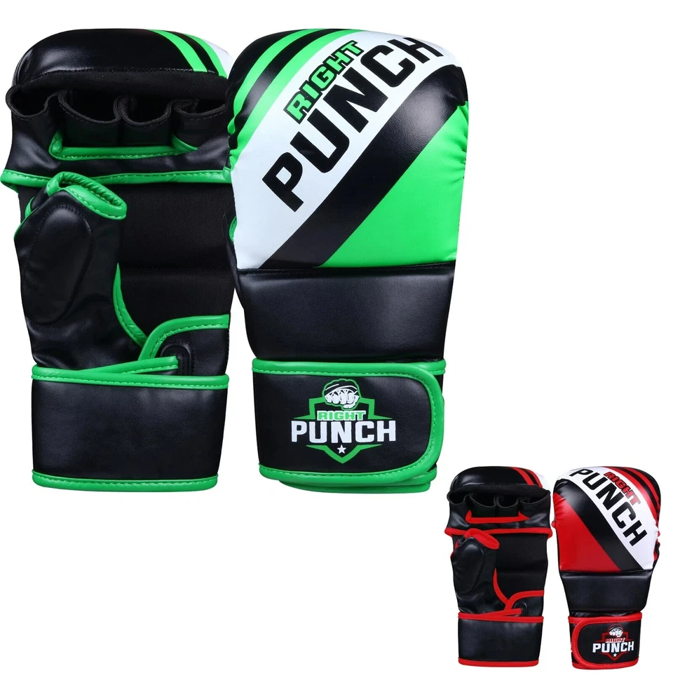 RIGHT PUNCH Hybrid MMA Gloves – Open Palm Sparring Grappling Mitts for Martial Arts Men