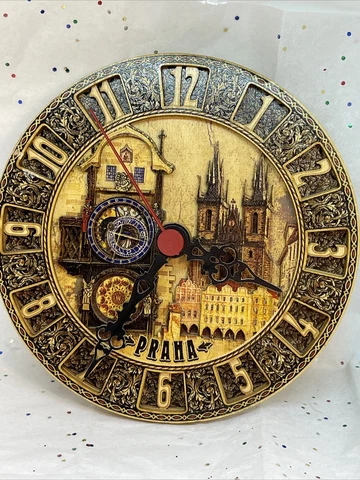 Prague Praha Wooden 3D Astronomical Clock Czech Republic Cityscape Wall Cover