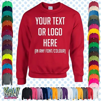 Custom Personalised Unisex Printed SWEATSHIRT Jumper Name Workwear-Yr text/logo1 - Image 1 of 4