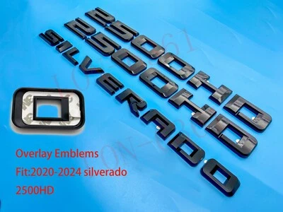 GLOSS BLACK  2020-2024 Chevrolet Silverado 2500HD Door Emblem LTZ Custom Overlay - Image 1 of 4