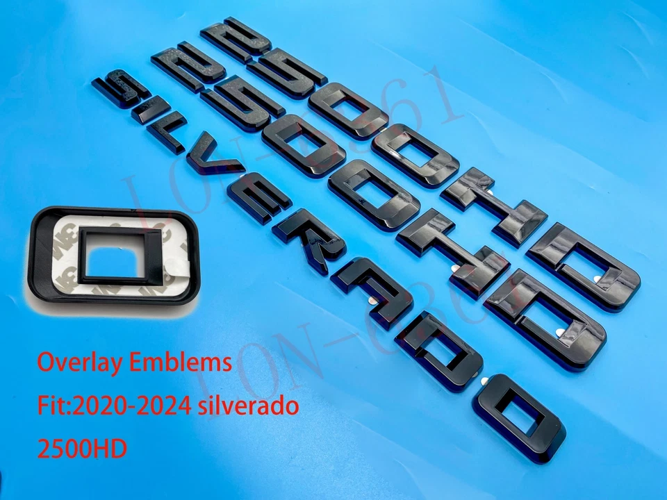 Chevrolet Silverado 2500HD 2020-2024 NEGRO BRILLANTE emblema de puerta LTZ superposición personalizada Foto 1 de 4