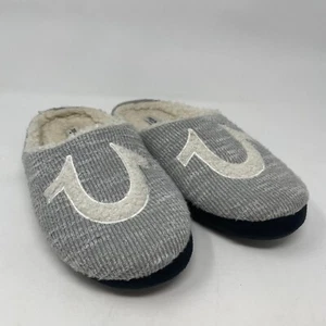 True Religion Men’s Gray Logo Slippers Size M (9-10) Sherpa Lined Indoor Shoes - Picture 1 of 11