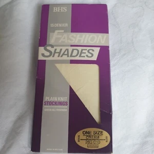 Vintage 80s Pr Stockings BHS 15 Den Cream Sheer Retro - Picture 1 of 5