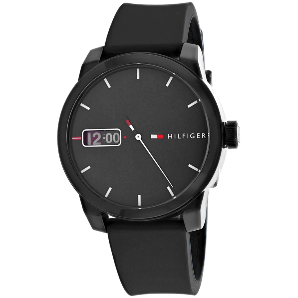 Tommy Hilfiger Men's Watch Classic Quartz Black Dial Rubber Strap 1791382 - Image 1 of 1