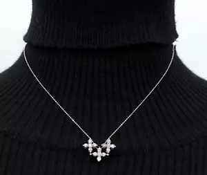Genuine Diamond 1.03ct Pendant Necklace K18 WG Free Shipping 31210541000 2 - Picture 1 of 15