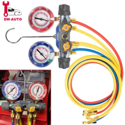 DW-AUTO For Yellow Jacket 49968 4-Valve Test and Charging Manifold Gauges R-22/404A/410A