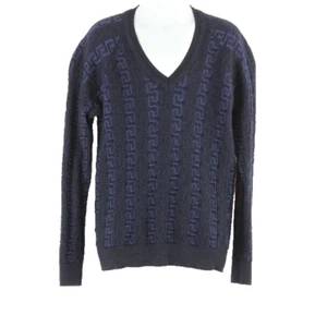 Young Versace Sz 8B Purple Navy Textured V Neck Sweater - Picture 1 of 12
