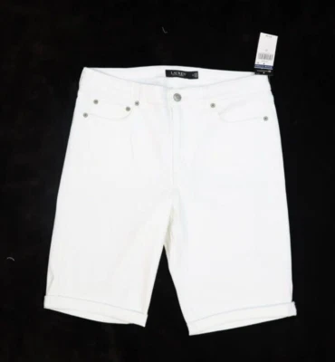 Lauren Ralph Lauren Denim Bermuda Shorts White Wash Rolled Cuff Womens Size 12 - Image 1 of 4