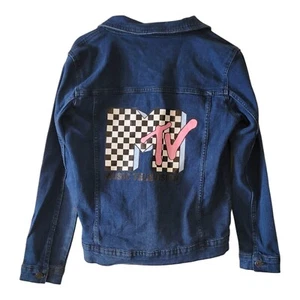 MTV Viacom Denim Jacket, Embroidered Front Size Girls/Juniors XL 14-16 - Picture 1 of 3
