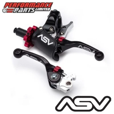 ASV Black F4 Short Brake + Clutch Lever with Pro Perch for Honda CRF150 R 2017 - Image 1 of 4