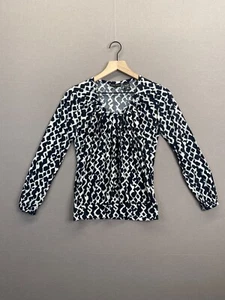 New York & Company Black Blouse Diamond Print Long Sleeve Size X-Small - Picture 1 of 10