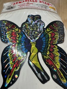 Vtg Large Holo Butterfly Lady Woman Sticker Prism Prismatic Foil  XL Colorful - Picture 1 of 5
