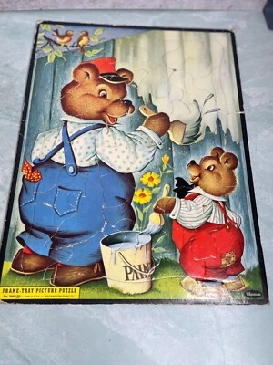 Vintage 1960s Whitman Frame tray picture puzzle bears - Image 1 of 4