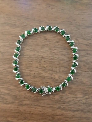PULSERA DIOPSIDO CROMADA 6,75 Ctw plata 925 tenis-joyería mujer 7,25 pulgadas Nuevo sin etiquetas Foto 1 de 4