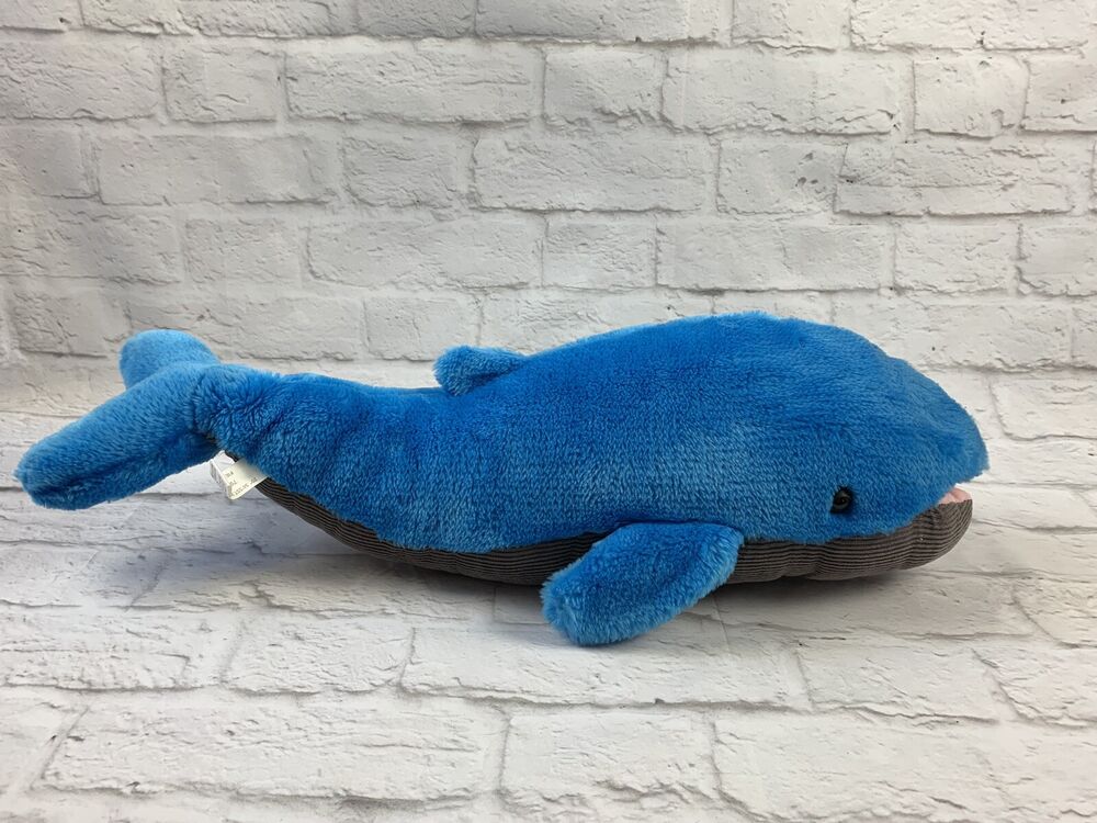 20" Blue Whale Plush Stuffed Animal by Fiesta ~ FLAWED (Missing One Eye)