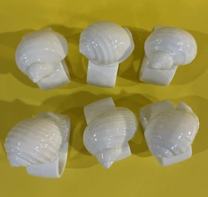 6 Vintage Napkin Ring Holders Bone China Sea Shells - Picture 1 of 7