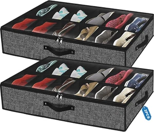 Under Bed Shoe Storage Organizer for Closet Fits 24 Pairs-Sturdy Underbed Shoe S - Picture 1 of 9