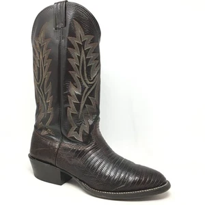 Larry Mahan Western Boots Cowboy Shoes Mens Size 9.5 Brown Genuine Lizard - Picture 1 of 10