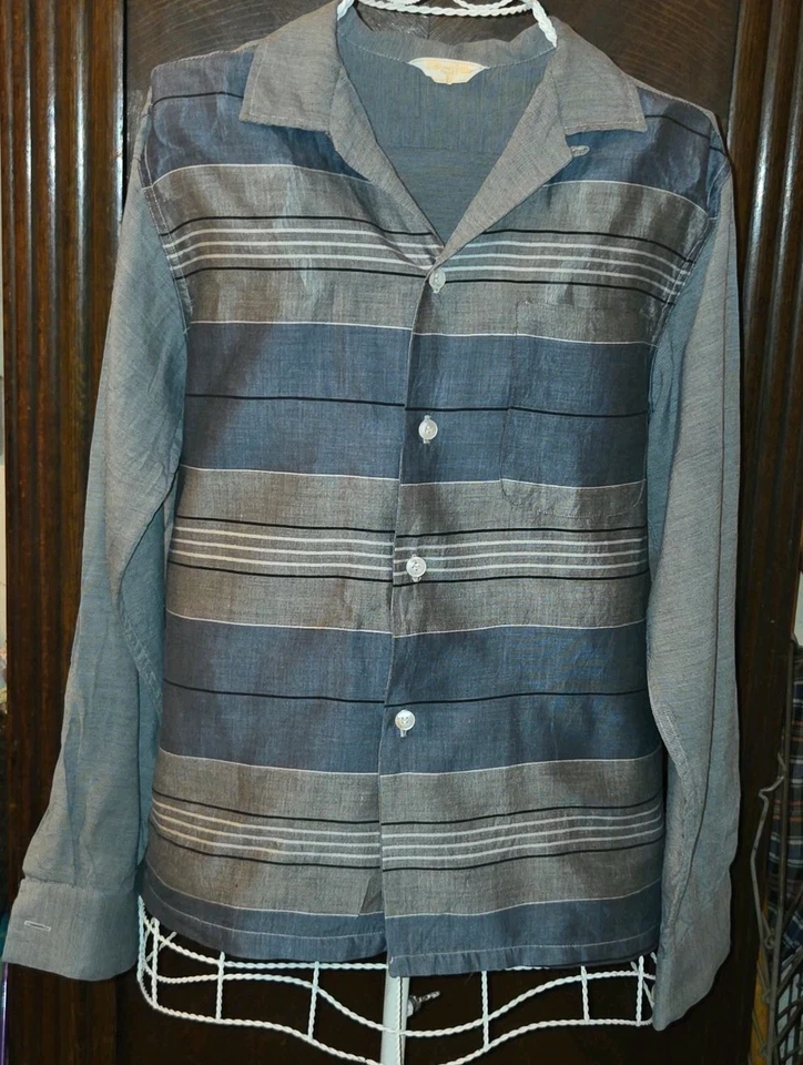 auténtica camisa retro vintage manga larga M seda y algodón Foto 1 de 4